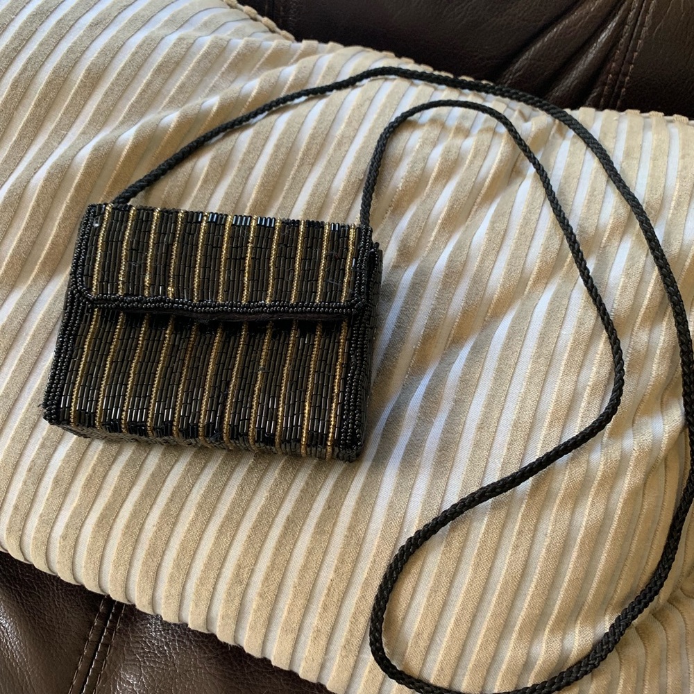 Black beaded clutch